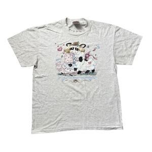 Vintage 80s cheesy frilly cottage core cow bo peep girly single stitch tshirt